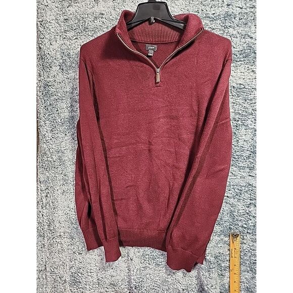 J Crew Sweater Mens‎ Large Maroon 1/4 Zip Pullover Cotton Knit Minimal Basic - Picture 6 of 16